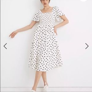 Tags on sold out madewell polka dot smocked dress!